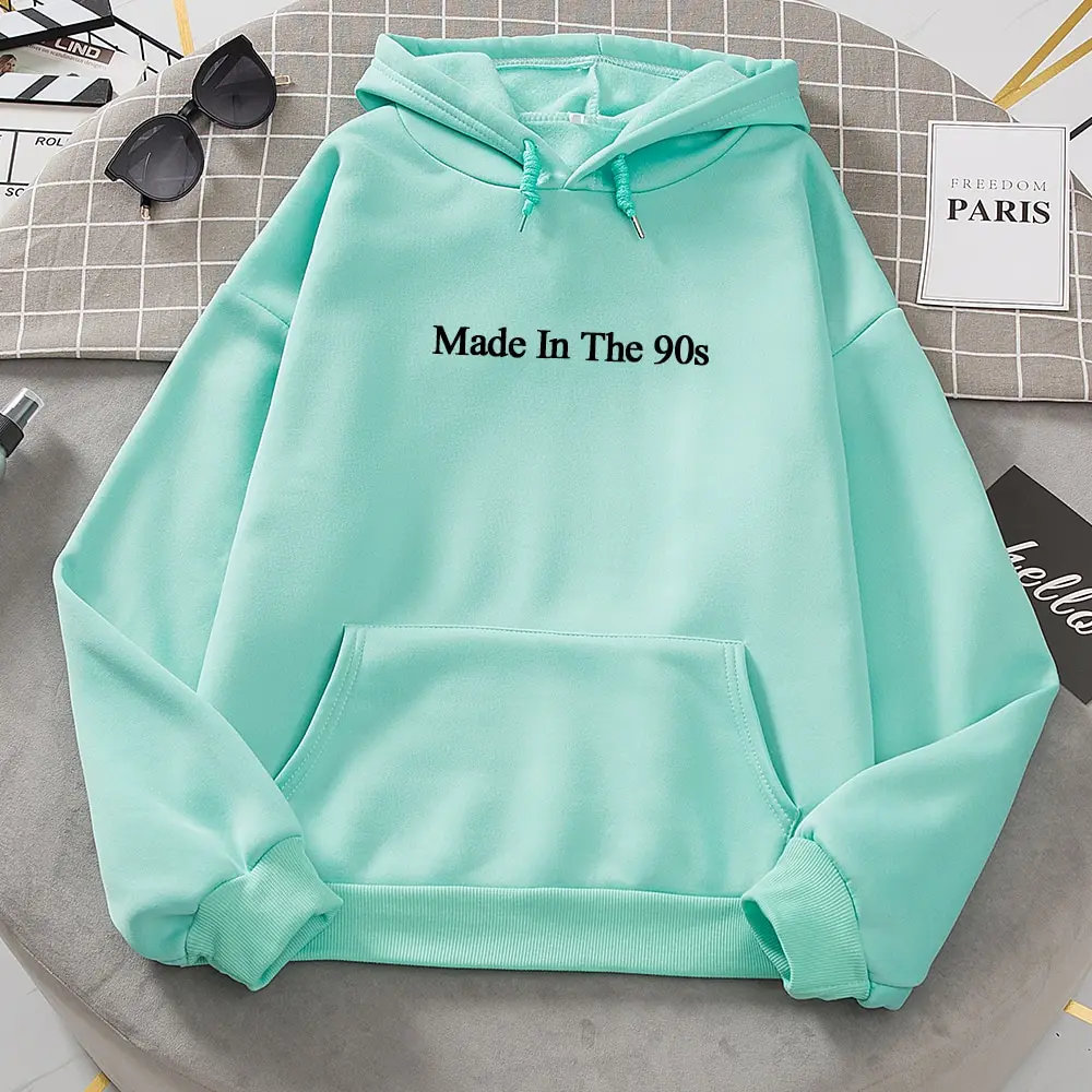 

Cool Oversized Women Hoodies Sweatshirt Womens Made In The 90s Letter Print Winter Warm Streetwear Pullovers Thick Hoodie