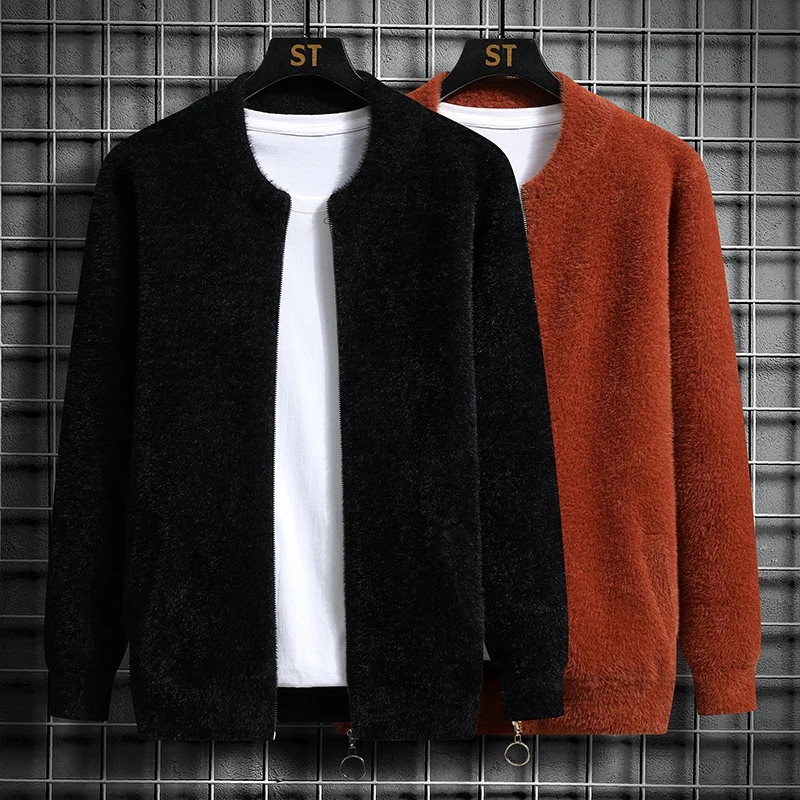 

2021 New Trend Men's Simple Zip Cardigan Sweater Slim Men's Knitted Jacket
