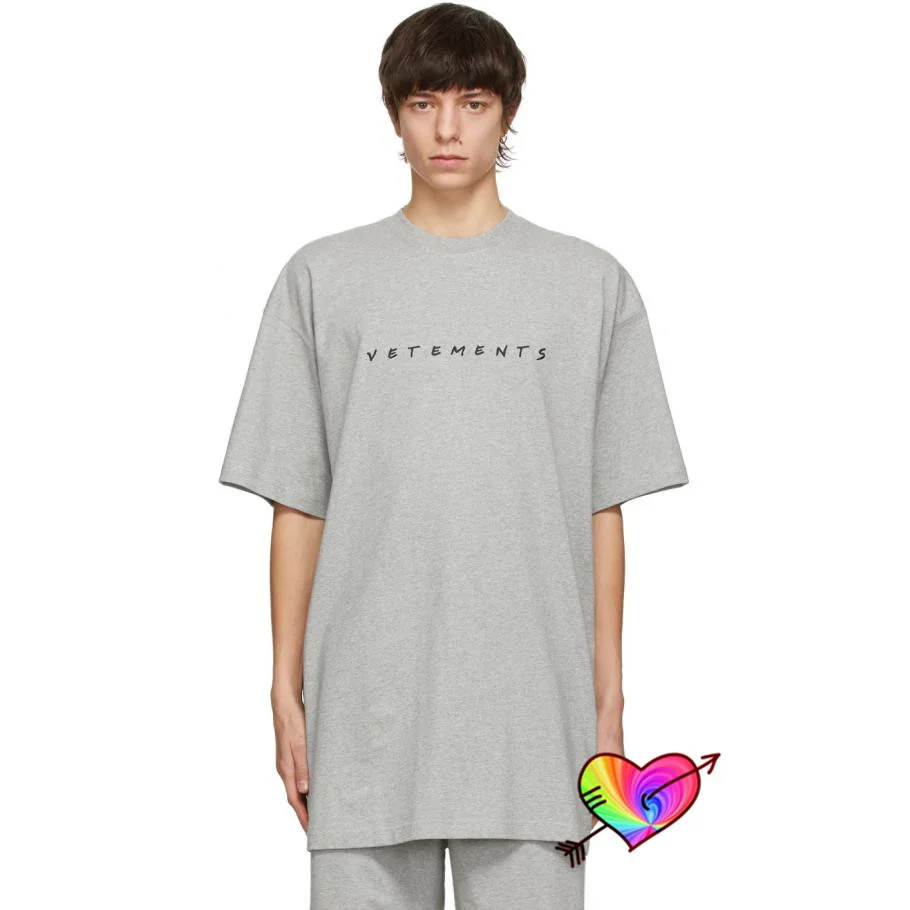 

Серая Удобная футболка для ветвей 2021, мужская и женская футболка оверсайз с многоцветной вышивкой, высококачественные Топы VTM