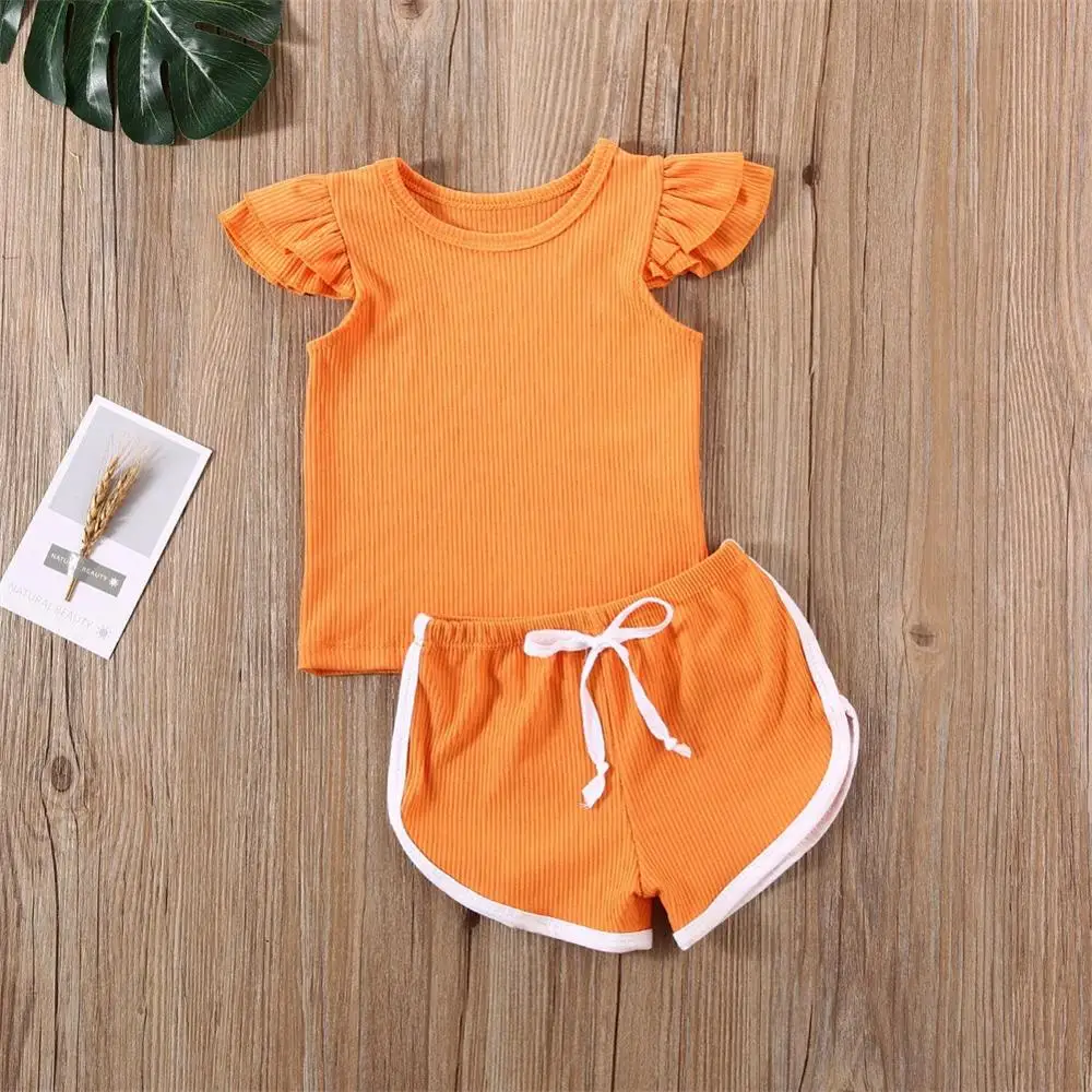 

1-5T Summer Toddler Kids Girls Outfits 2PCS Top Shirt Short Pants Baby Girl Clothes Set Dropshipping Clothing