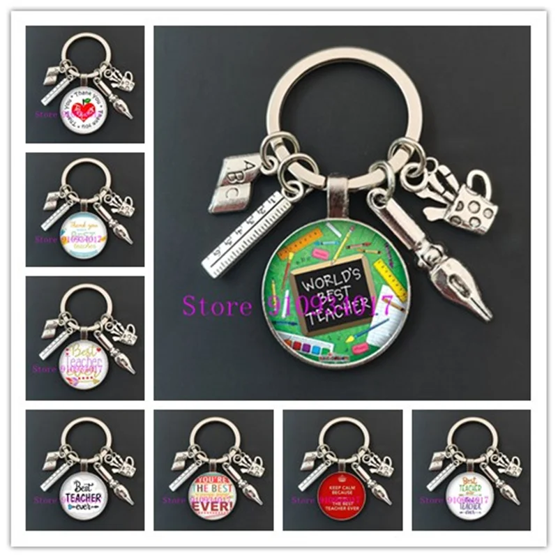 Учитель брелок спасибо учитель текстовый Шарм Стекло кристалл кулон для ключей