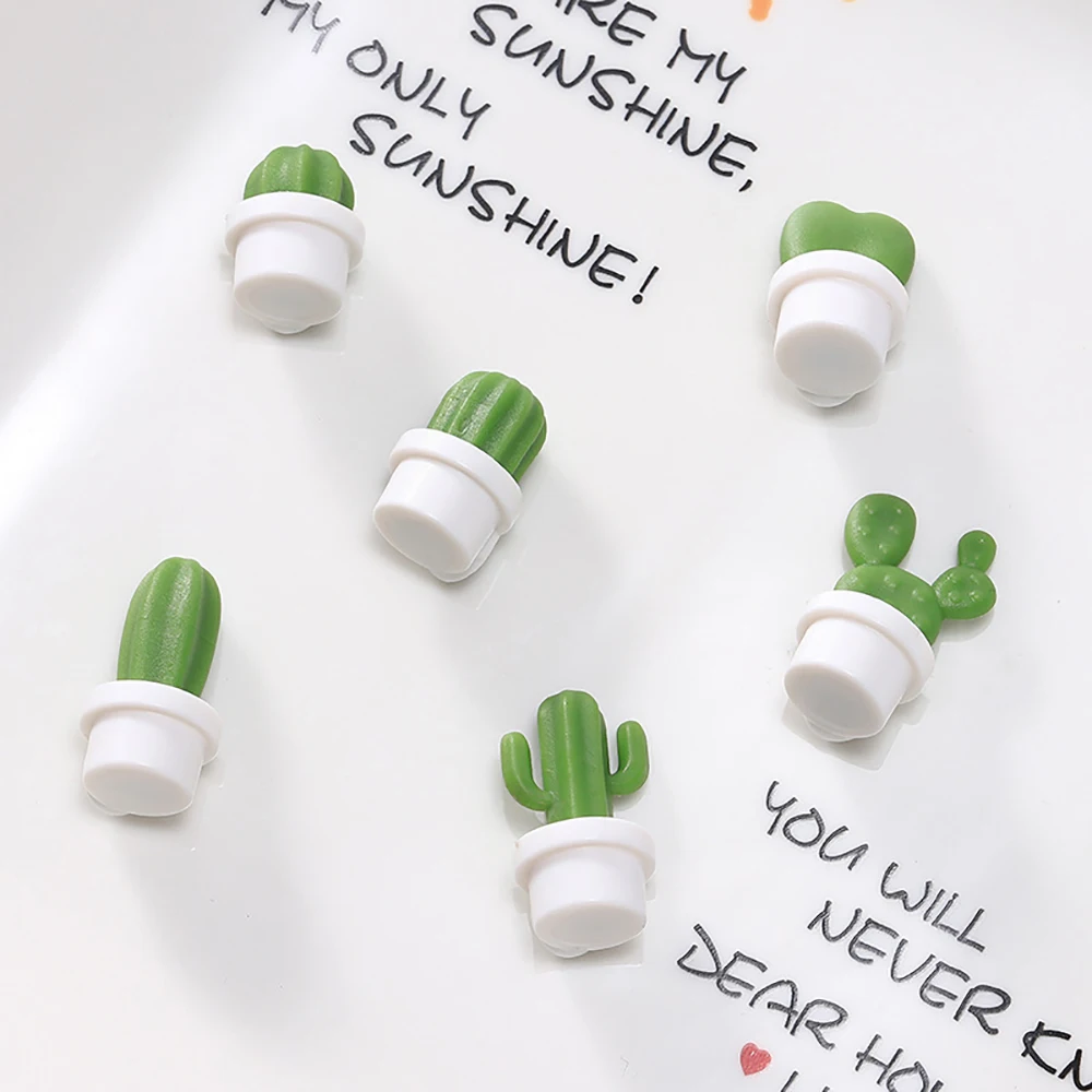 6pcs Fridge Creative Sticker Magnet Cute Succulent Plant Button Cactus Refrigerator Message New | Дом и сад