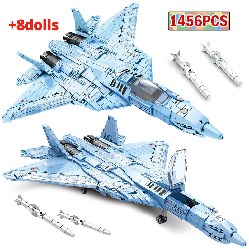 

City Technical Military Airplane Fighter SU-57 Building Blocks WW2 Air Force Weapon Aircraft Figures Bricks Toys for Boys Gifts