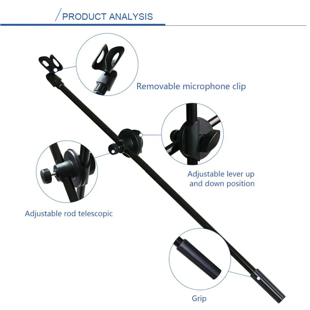 Universal Tripod Adjustable Desktop Microphone Stand with Boom Arm Threaded Mount for Dynamic Condenser Microphones | Электроника