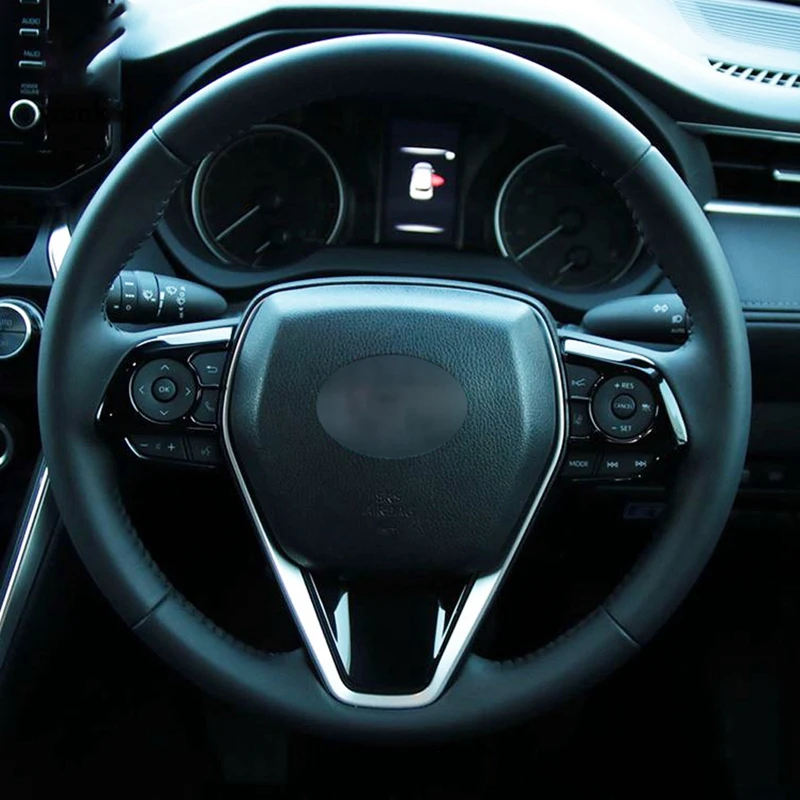 

3Pcs Steering Wheel Panel Cover Bezel Trim Cover with Rear Outer Bumper Protector Trim Door Sill Scuff Cover Plate