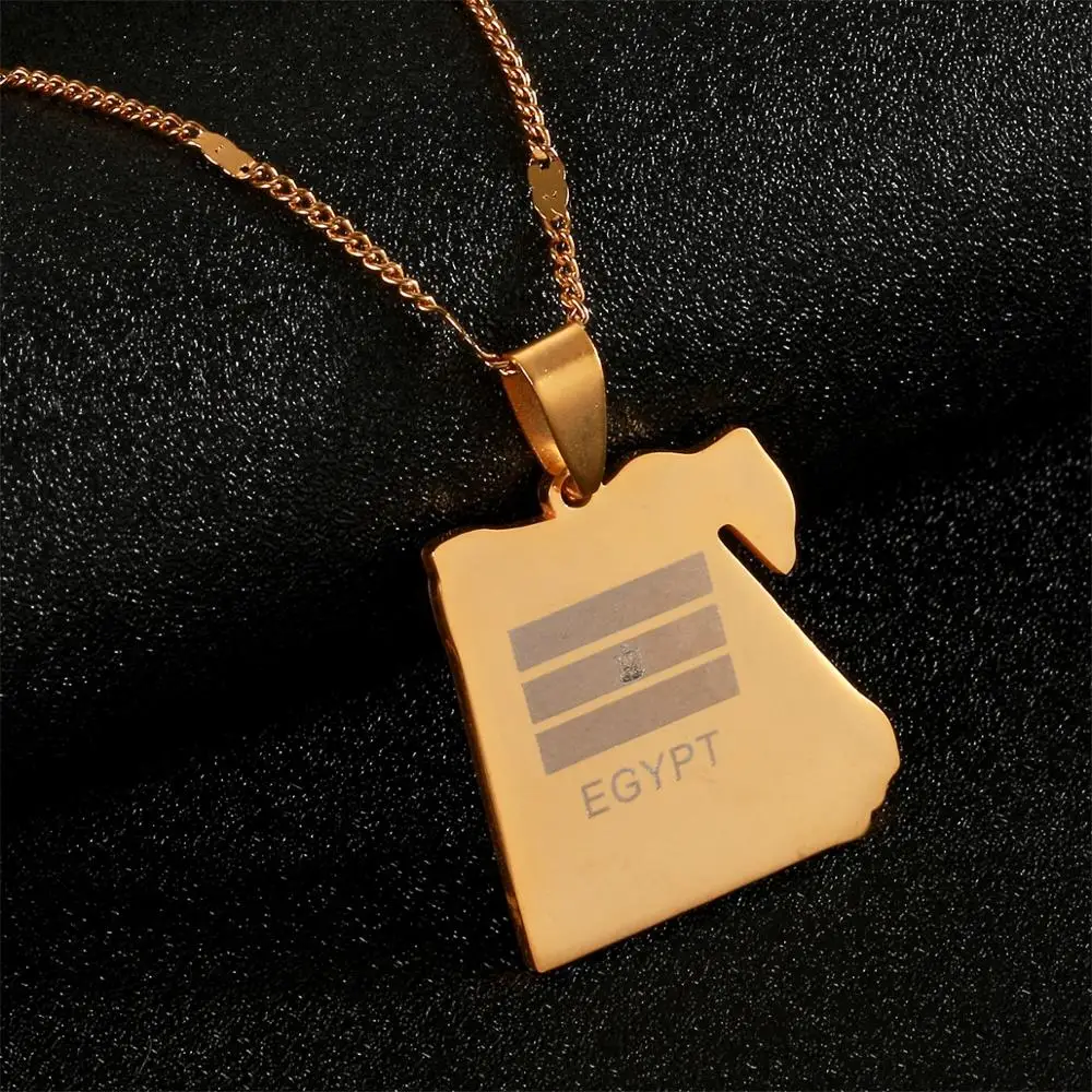 Нержавеющая сталь египет карта страны кулон в форме флага Цепочки и ожерелья
