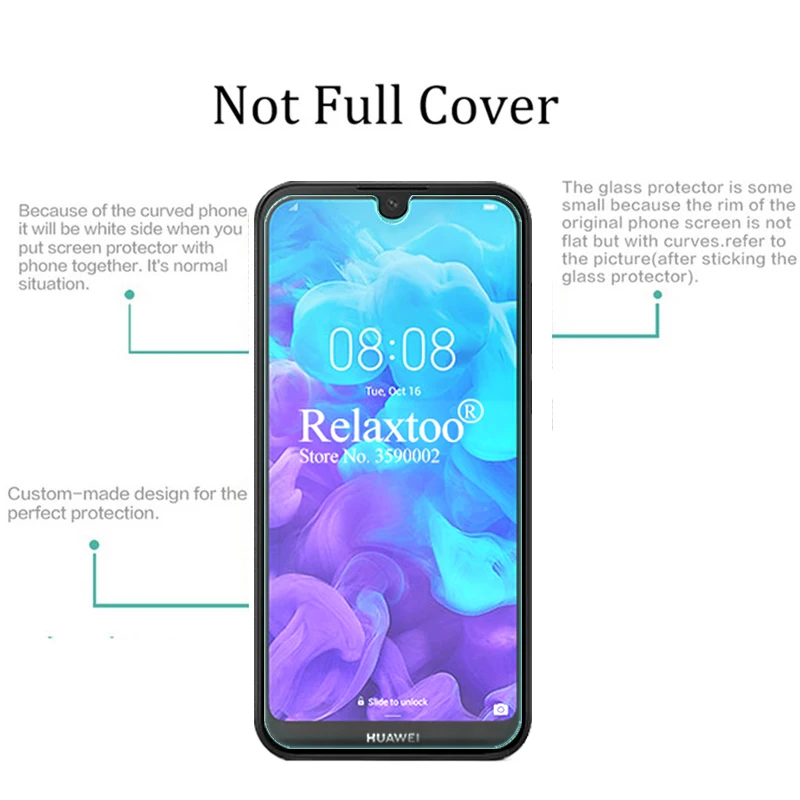 Стекло закаленное для смартфона Huawei Y5 2019 2 шт.|Защитные стёкла и плёнки телефонов|