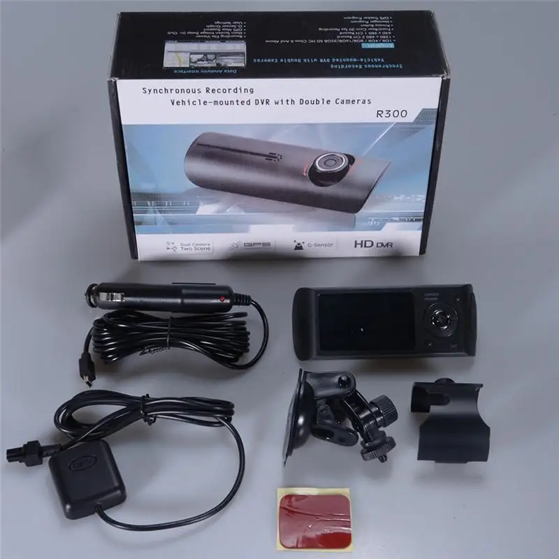 Автомобильный видеорегистратор R300 DVR Dash camera gps с двумя объективами g сенсор