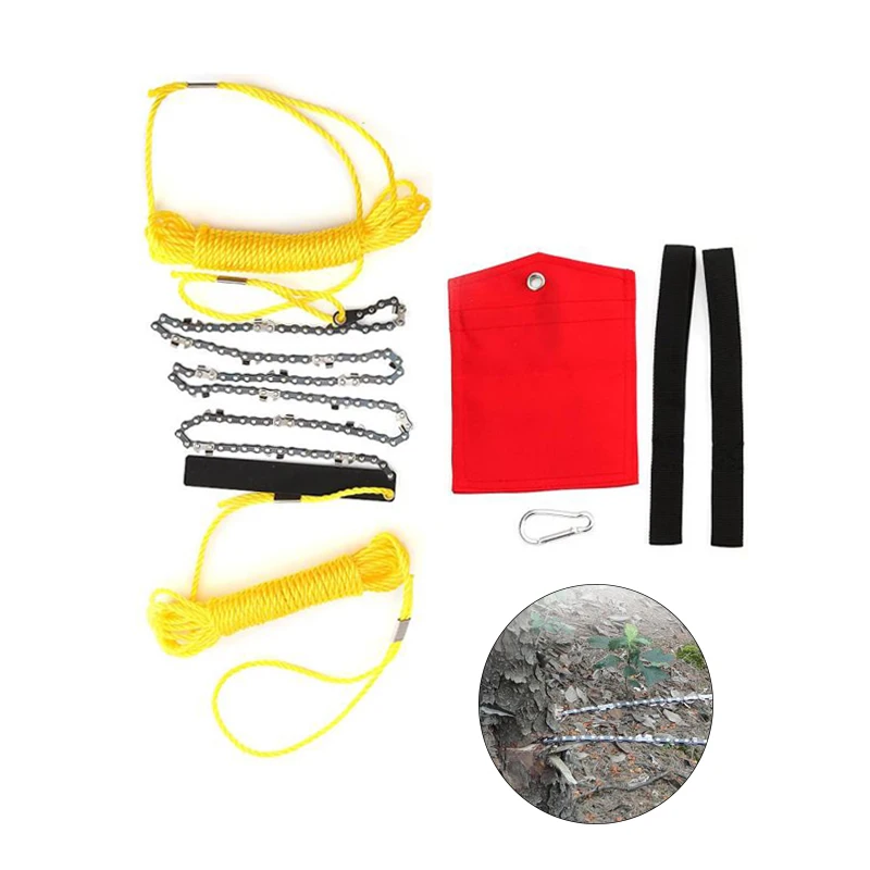 Портативная цепная пила ручная со стальным тросом с сумкой для кемпинга походов