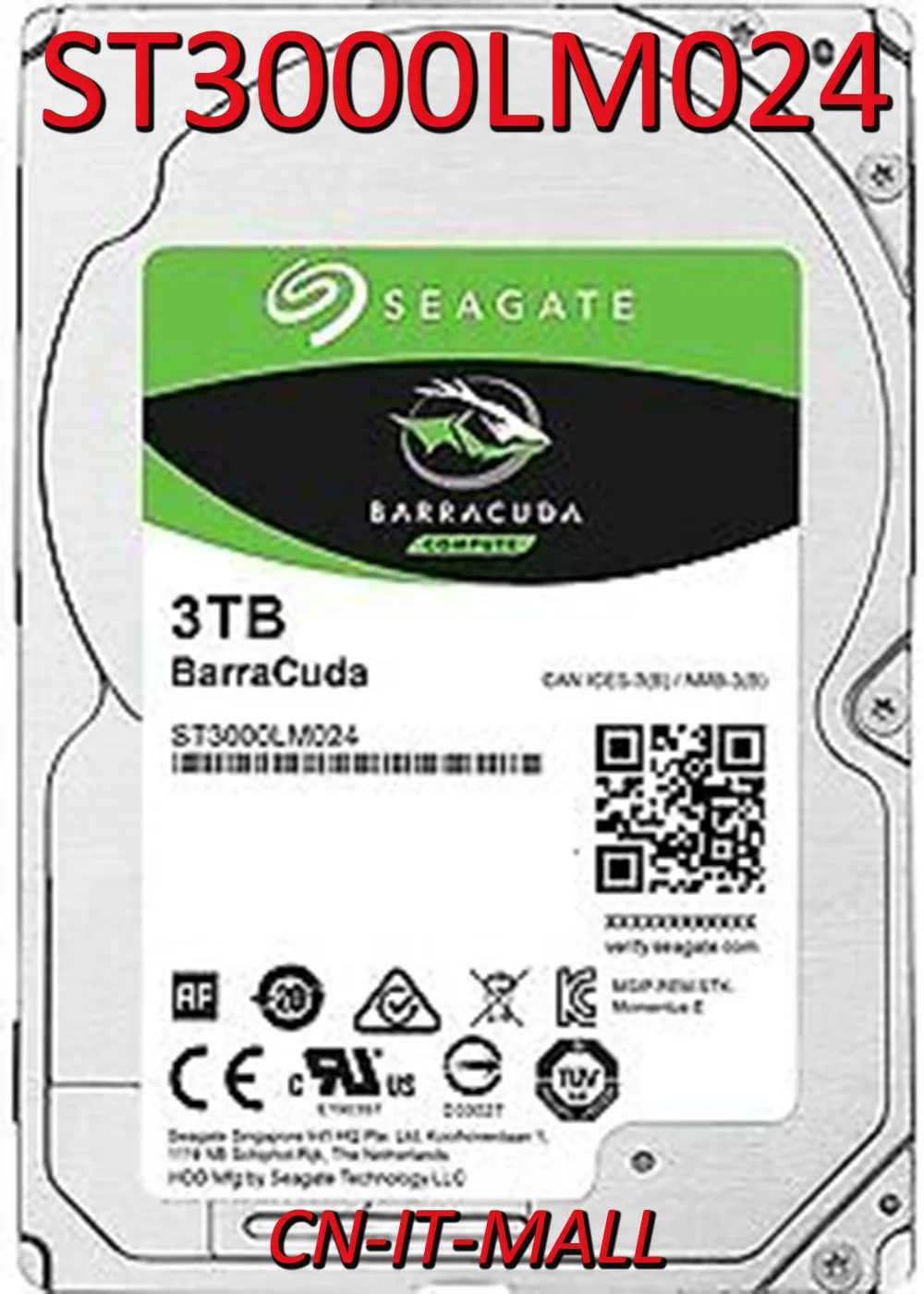 Seagate BarraCuda ST3000LM024 3TB 5400 RPM 128MB Cache SATA 6.0Gb/s 2.5" 15mm Internal Hard Drive | Компьютеры и офис
