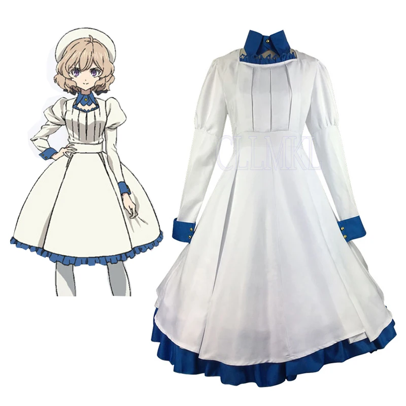 

Anime In Spectre Cosplay Costume Iwanaga Kotoko Dress Women White Lolita Dress Hat Invented Inference Kyokou Suiri Full Set