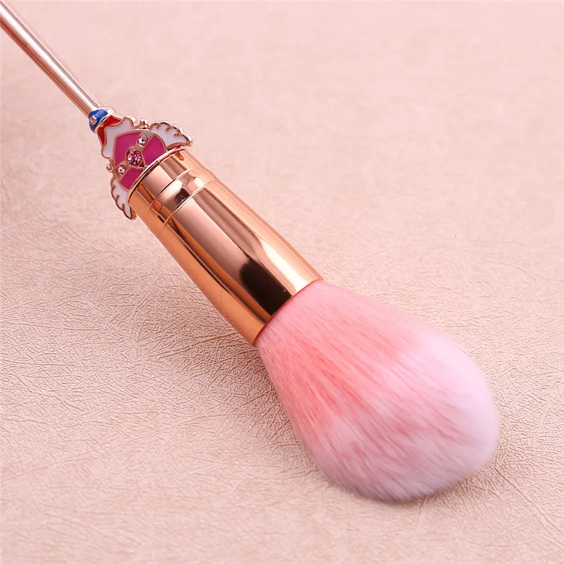 Beauty Cardcaptor дизайн Sakura мягкая чистка портативные косметические инструменты пудра Румяна Основа с кисточка с кристаллами Макияж лица