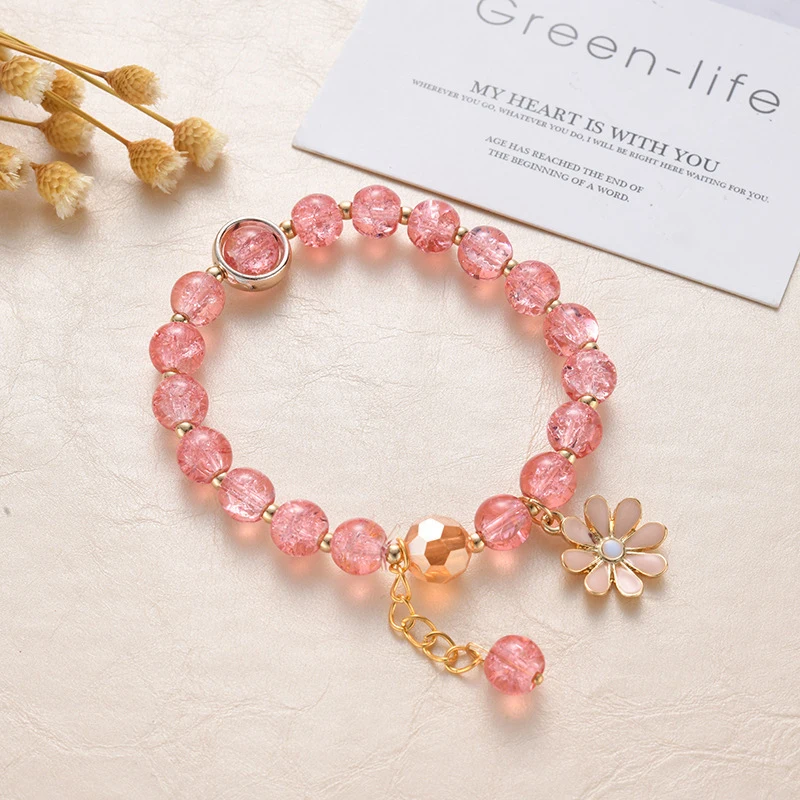 

Bracelet with Sunflower Small Daises Imitation glass Jewelry Gifts for Girls SWD889