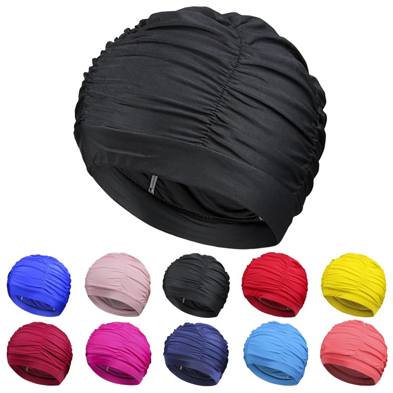 

New Women Swimming Cap Girl Long Hair Bathing Swimming Caps Hat Stretch Drape Swim Pool Seaside Water Sport Elastic Nylon Turban