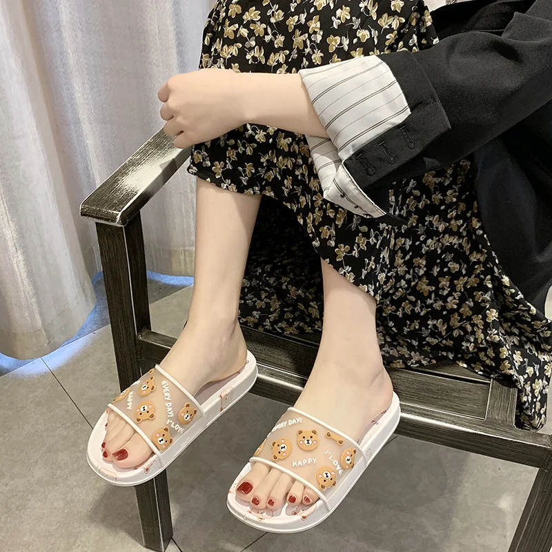 2022 Summer Shoes Women Slippers Sandals Cartoon Bear Soft Flat Antiskid Slides Home Shoes Woman Chaussure Femme sandalias mujer
