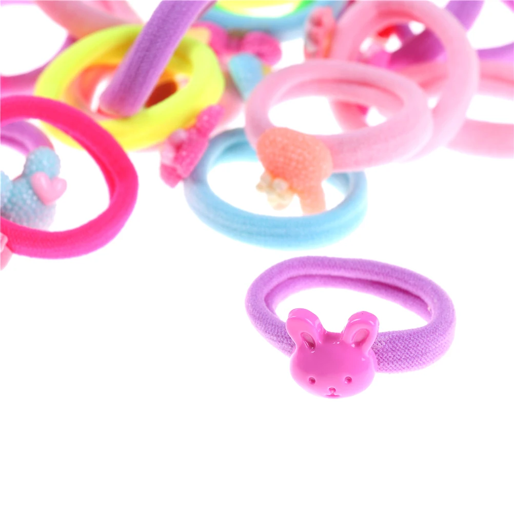 

Fashion 10pcs/lot Candy Colored Quality Elastic Cartoon Ponytail Holders Accessories Girl Women Rubber Bands Tie Gum(Mix Color)