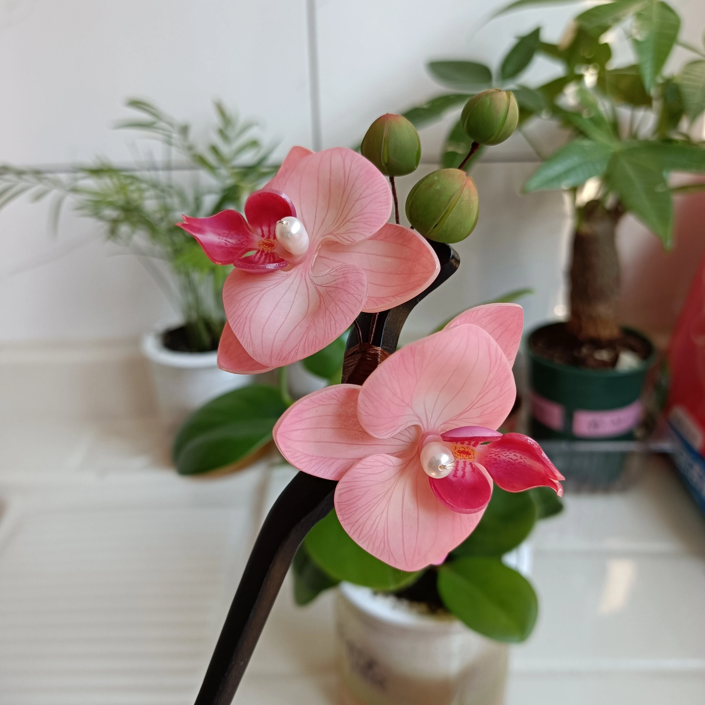 Свадебные головные уборы для невесты LALAVARA из смолы Орхидея фаленопсис китайские