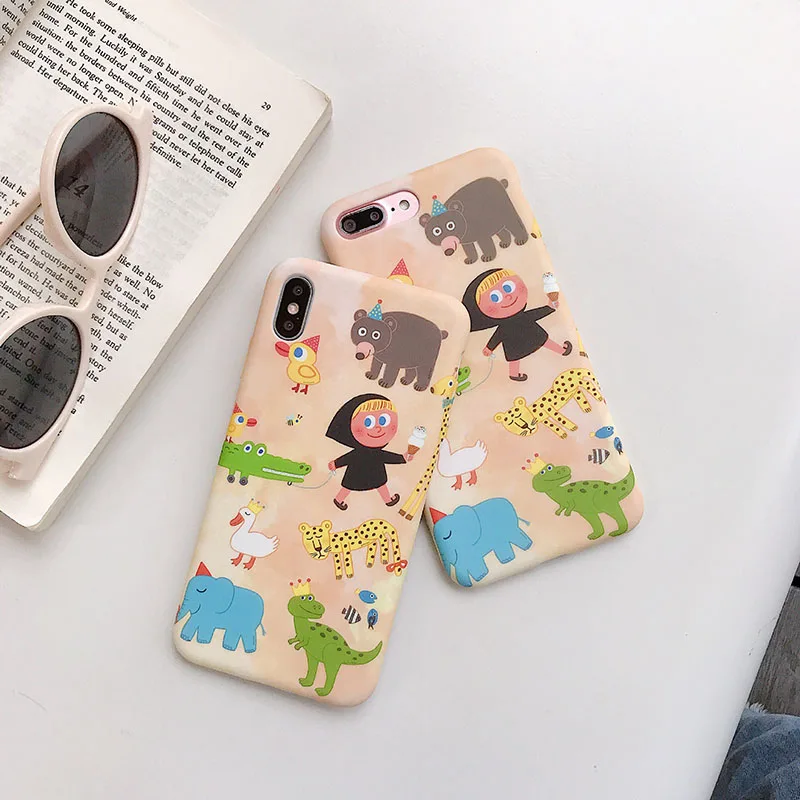 Cute Cartoon Painting Silicone Phone Case for iPhone 6 6s 7 8 Plus X Xs XR Max TPU Soft Back Cover |