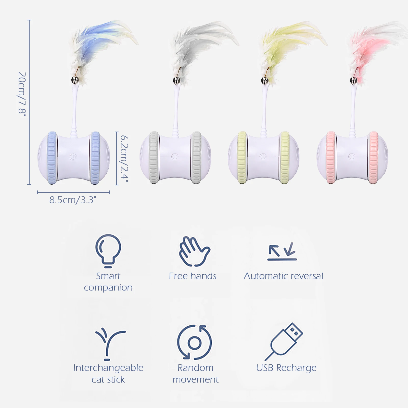 

Pet Cat Feather Smart Electric Balance Car Funny Cat Toy Electronic Pet Cat Toy Smart Automatic Cat Teaser Playing USB Charging
