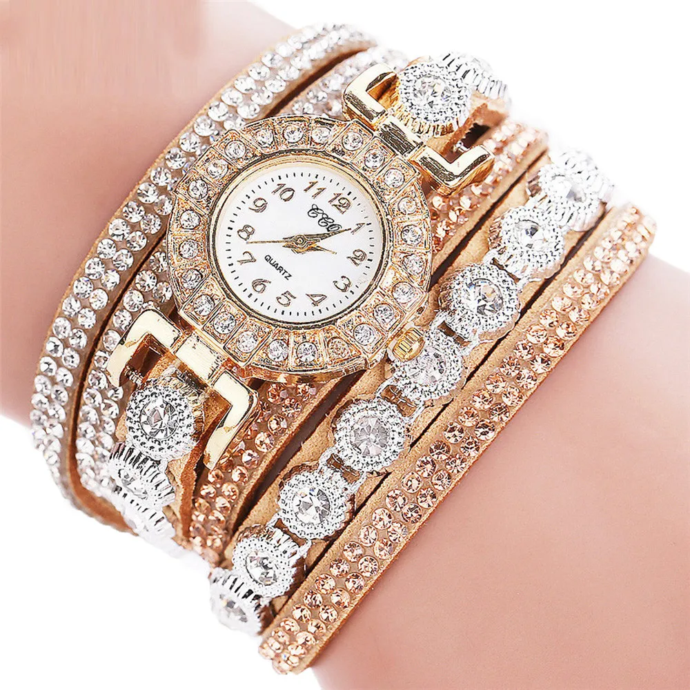 

CCQ 2019 Watch Women Bracelet Ladies Watch With Rhinestones Clock Womens Vintage Fashion Dress Wristwatch Relogio Feminino Gift