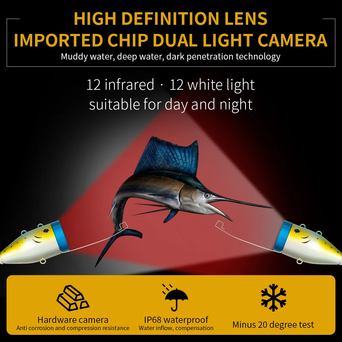 Дешево WF01B-plus Портативный 7 дюймов ЖК-дисплей монитор Рыболокаторы Водонепроницаемый подводный 1200TVL Рыбалка Камера для льда, озера и рыболовное суд...