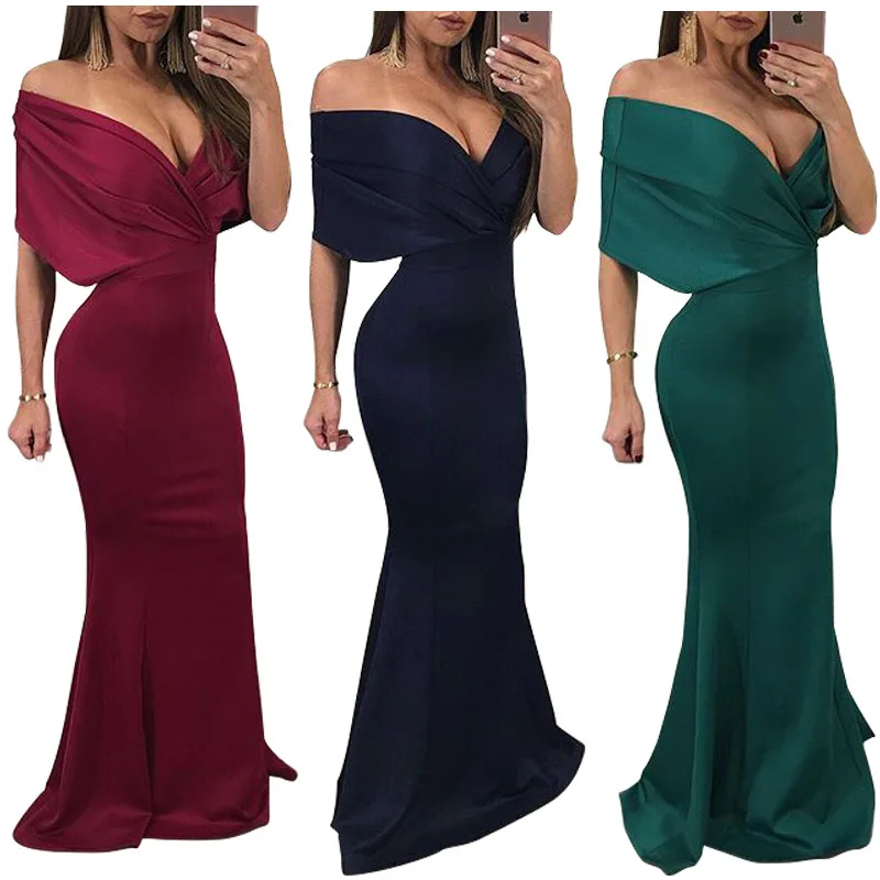 Женское платье с открытыми плечами без рукавов в пол | Женская одежда