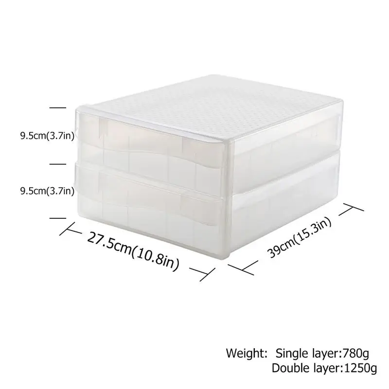 

Household 60 Lattice Egg Box Refrigerator Kitchen Double Layer Storage Box Egg Holder Care-Drawer-Type Storage Box