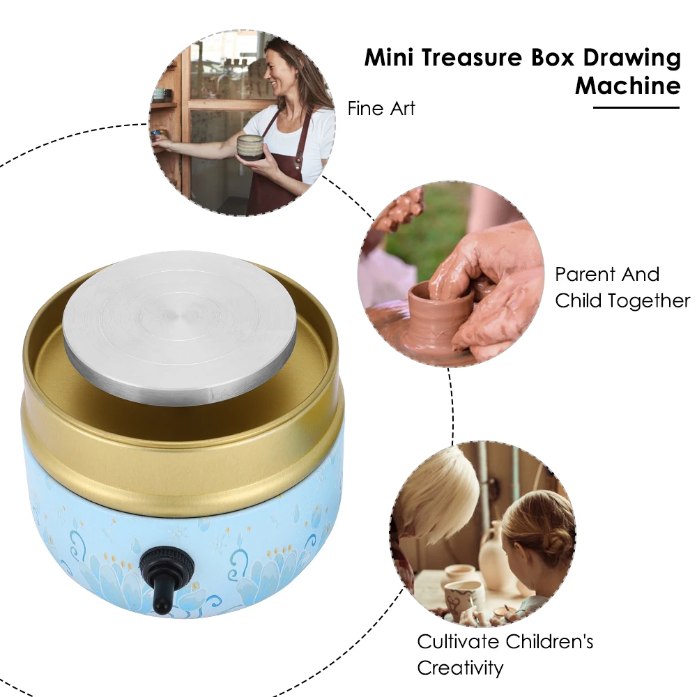 

2000RPM Mini Electric Pottery Wheel Machine DIY Clay Tools Adult Children Ceramic Art With Tray Lathe Machine Potter's Wheel