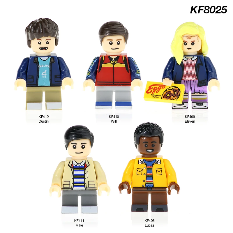 KF8025 8Pcs No Box Один набор строительных блоков juguetes Stranger Things Demogorgon duston Henderson Mike Wheeler, Детские кубики CY1001+ KF8025 - Цвет: KF8025 8Pcs No Box