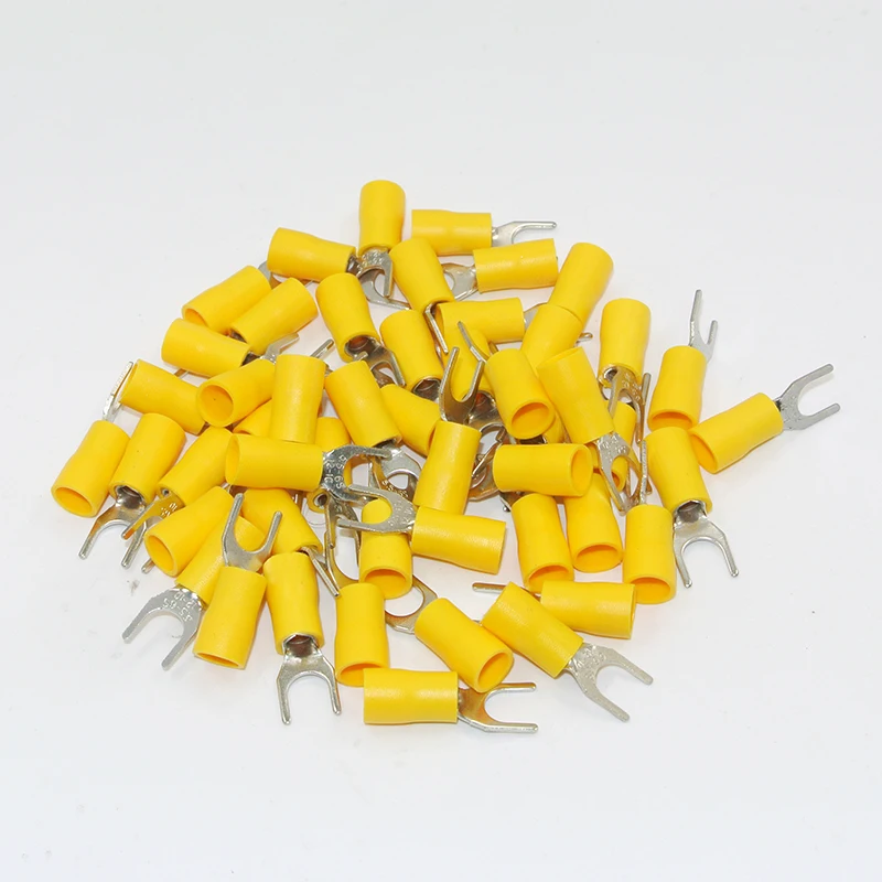 

500PCS SV5.5-4 12-10AWG #8 Yellow Insulated Fork Wire Connector Electrical Crimp Terminal