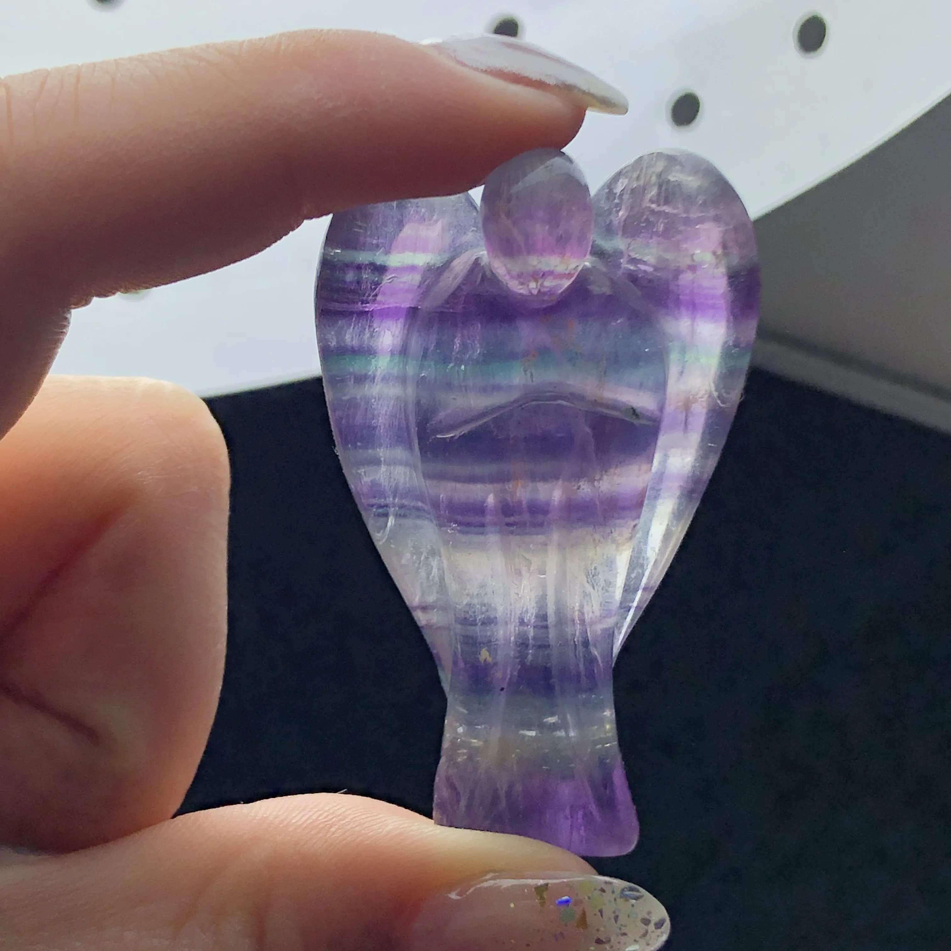 Натуральный Радужный флюорит ангел резное крыло фигурка лечебный кристалл