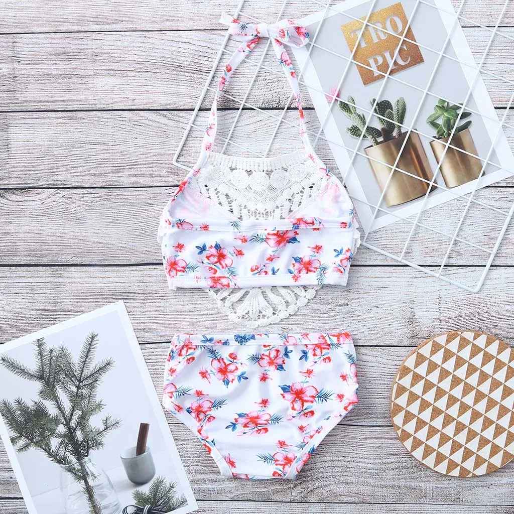 Купальник танкини для девочек с цветочным принтом комплект из двух предметов