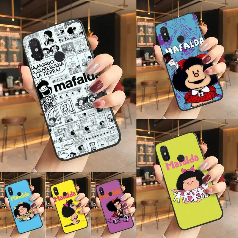 

Hot Mafalda cute girl Phone Case For Xiaomi Redmi Note8A 7 5 Note8pro 8T 9Pro TPU Coque for note6pro Funda Capa