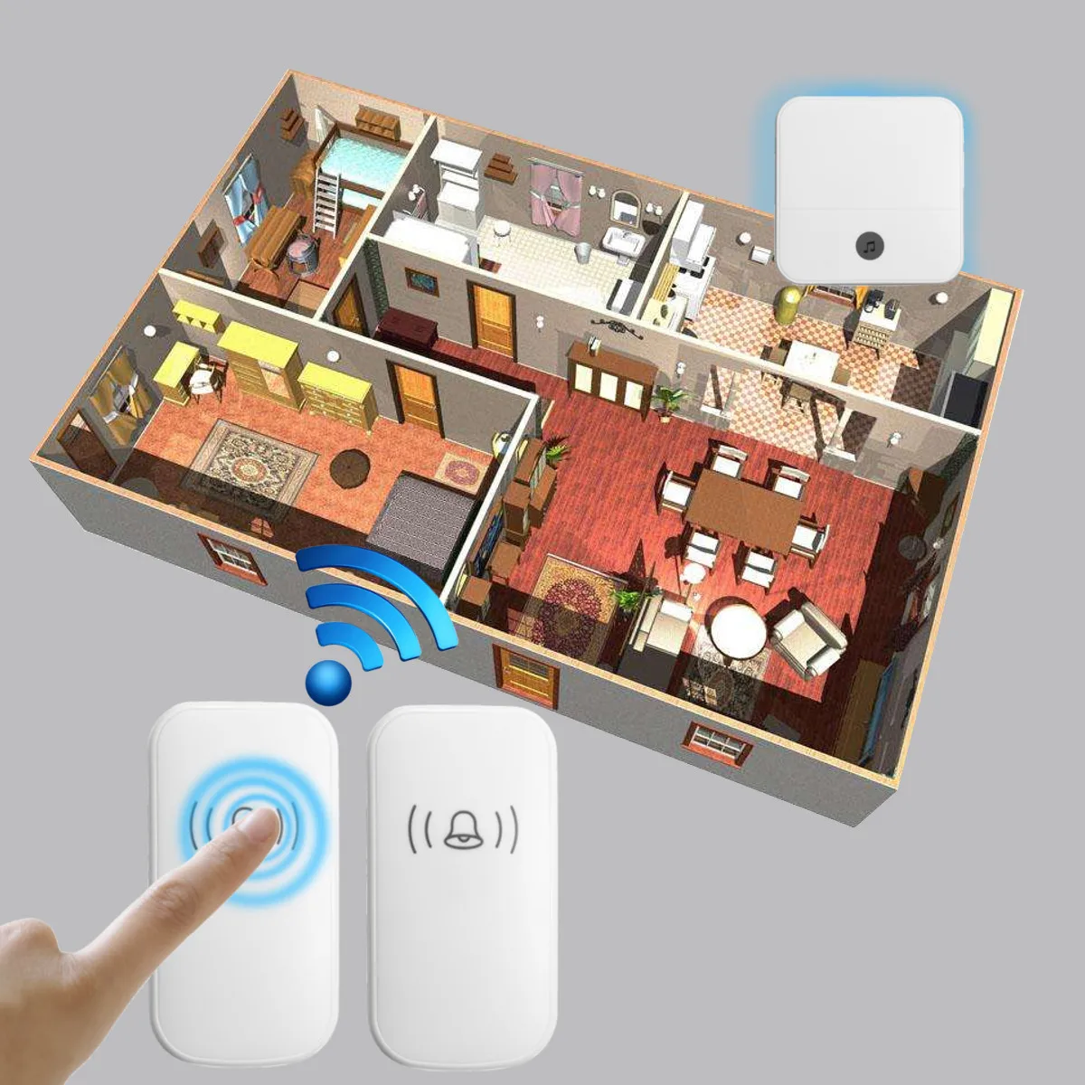 

New Wireless Doorbell Waterproof 1000ft Remote EU UK US Plug smart Door Bell 52 Chimes battery 2 button 1 receiver AC