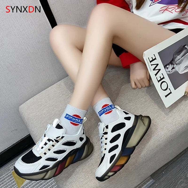 

wohdhe Genuine Leather Casual Women Sneakers Platform White Sports Shoes For Woman Brand Comfortable Non-slip Walking Shoes