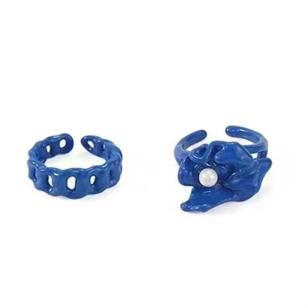 

2021 New Trendy Colorful Dripping oil Geometric Rings Hand-painted Irregular Open Rings For Women Party Jewelry Wedding Ring