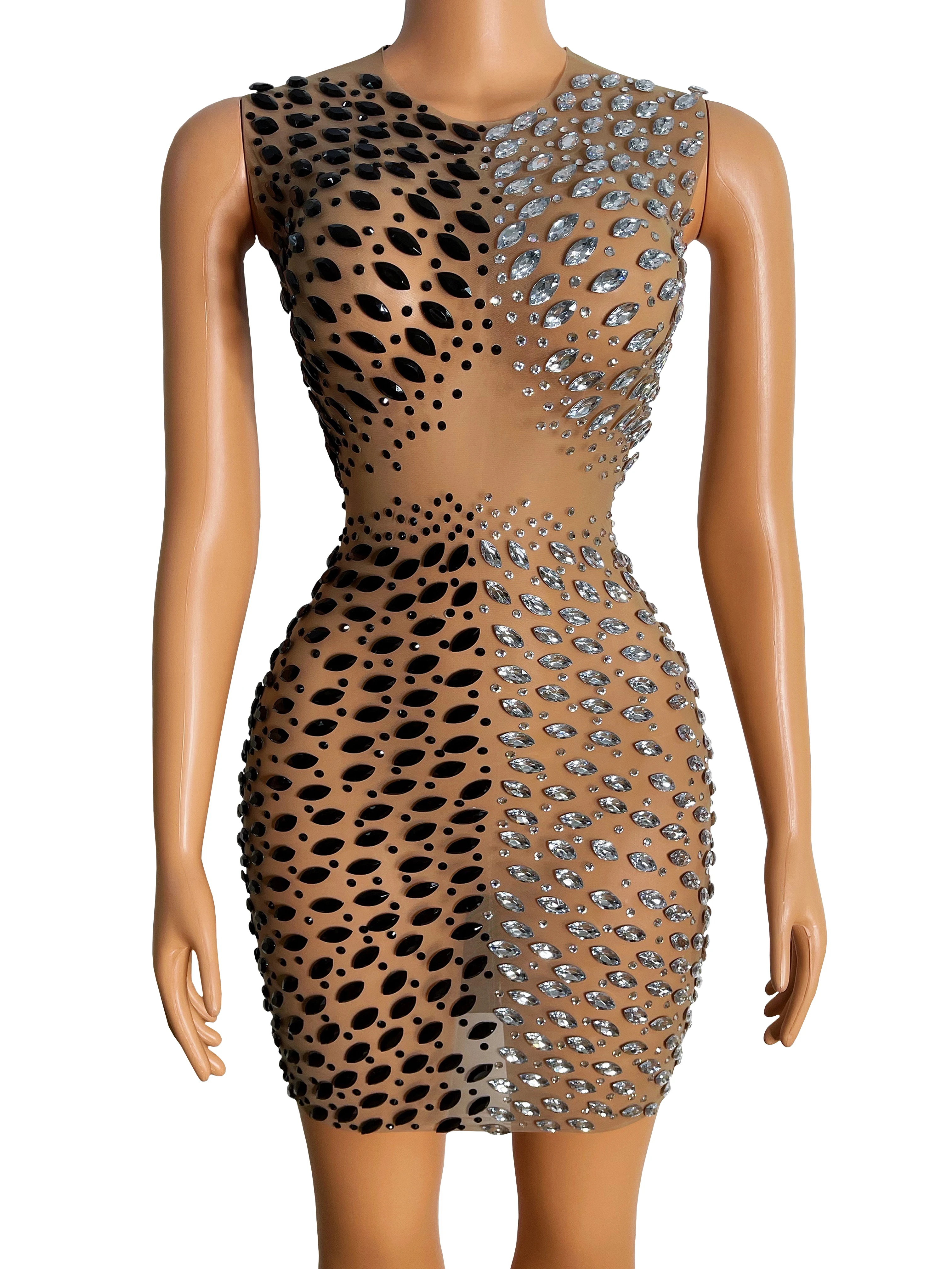 

Летнее блестящее серебристо-черное платье стразы без рукавов певец Вечеринка день рождения сценический сексуальный прозрачный сетчатый костюм