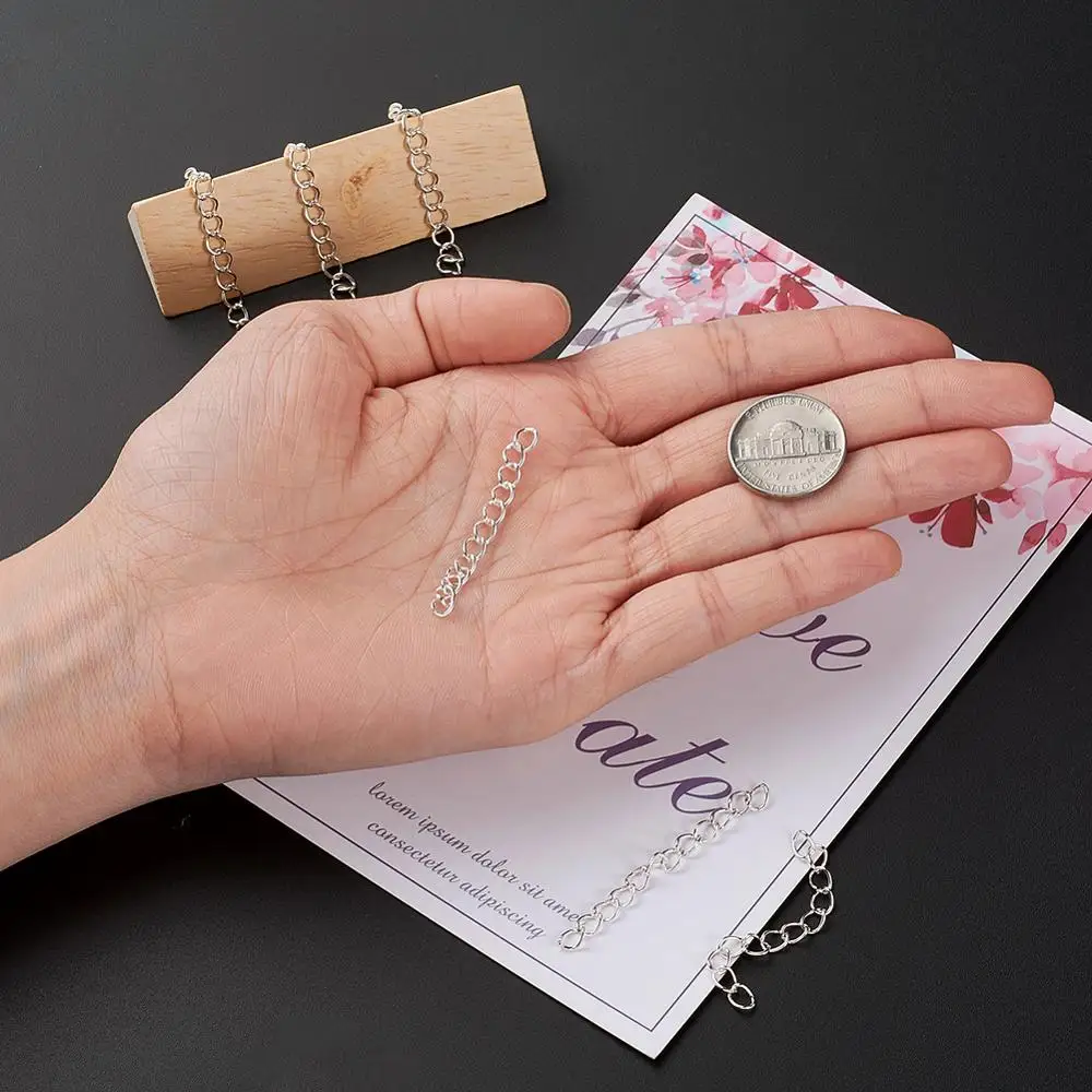 

Iron Ends with Twist Extender Chains Metal Jewelry Necklace Bracelet Making Extension Tails Endings Ends Connectors 50x3.5mm