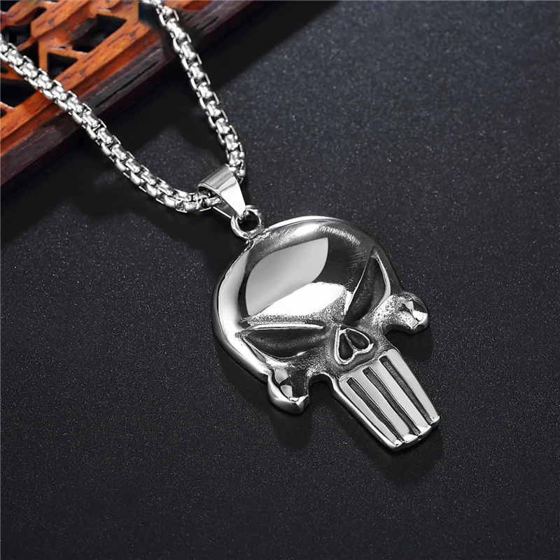 

Punk Style Stainless Steel Chain Necklaces For Women Kids Gifts Hip Hop Jewrlry Bijoux Wholesale Skeleton Skull Pendants Men