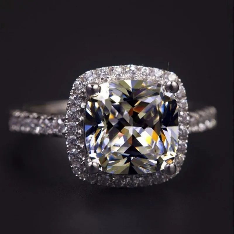 

Classic 925 Sterling Silver 4ct Simulated Diamond Wedding Engagement Cocktail Women white pink topaz Gemstone Rings Jewelry