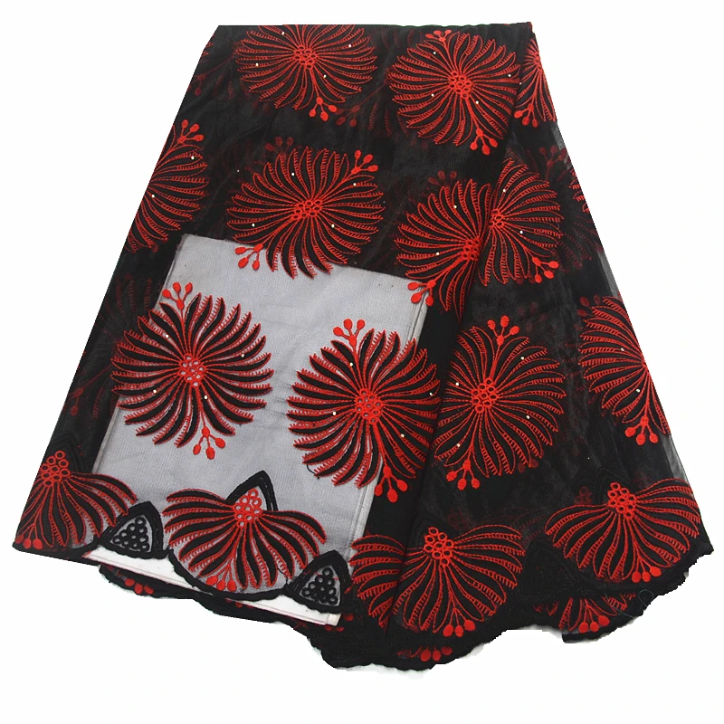 

2020 new african nigerian lace tulle lace fabric red and black french net lace african fabric embroidery for party dress