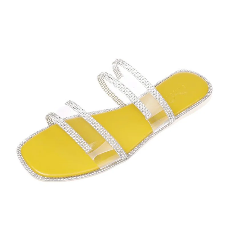

Fashion Transparent Slippers Women Shoes Woman Peep Toe Beach Slippers Female 2019 Summer New Flat Slippers Female Crystal shoes