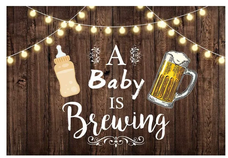 A Baby Is Brewing Beer Baby Shower Backdrop Glitter Lights Summer Rustic Wood Beer Party Background for Photography Photo Booth enlarge