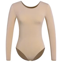 dyuai women seamless nude camisole skin gymnastics leotard adult dance ballet long sleeve underwear