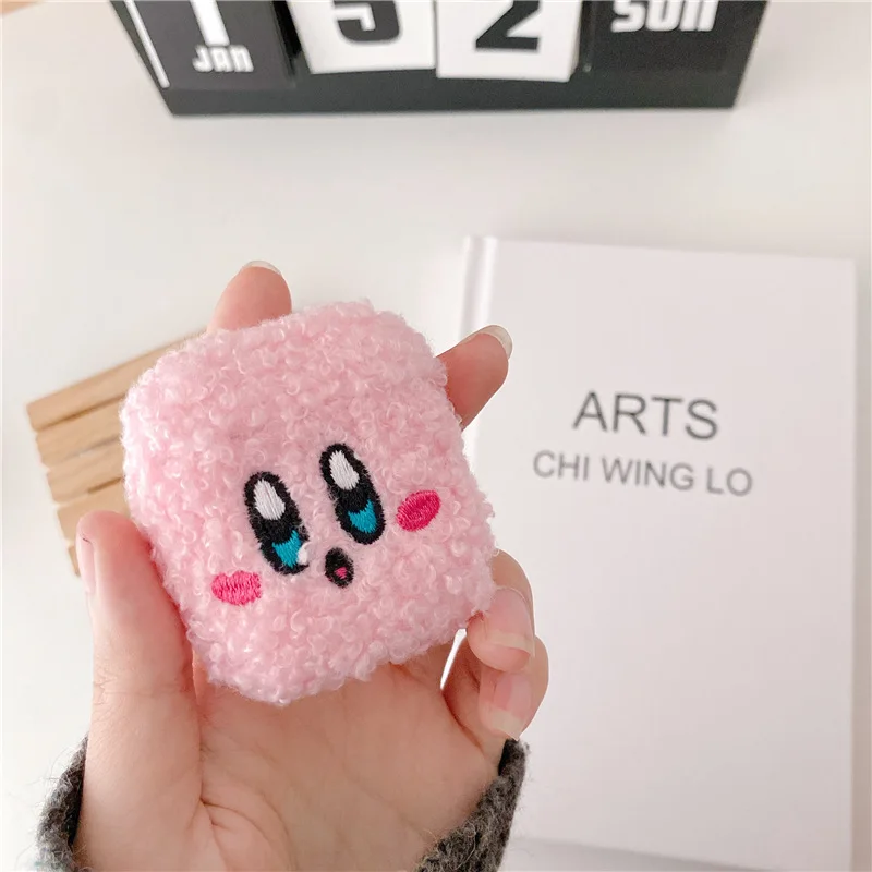 

For AirPod 1 2 Case 3D Pink Kirby Cartoon Soft Plush Earphone Cases For Apple Airpods Case Cute Cover Funda