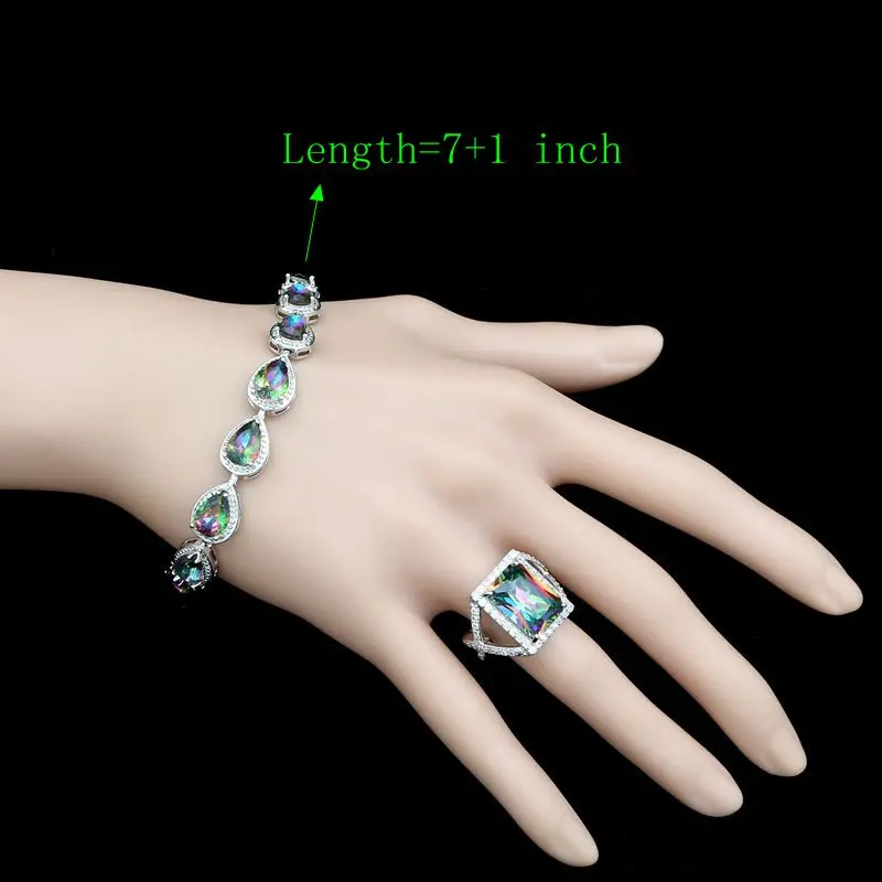 Набор украшений для женщин с квадратным мистическим радужным кубическим