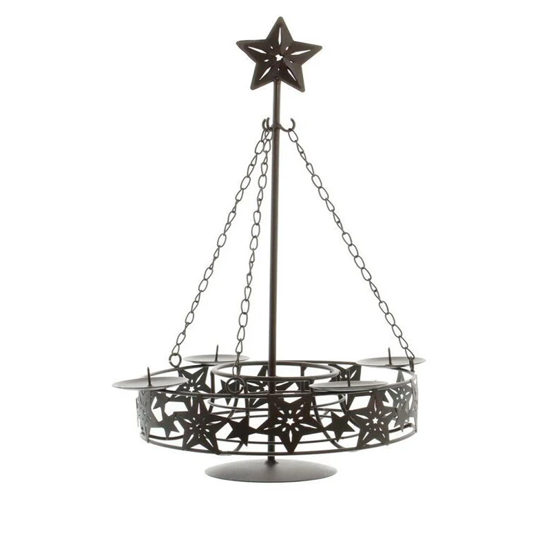 

4 Piece Black Metal Candles Centerpiece Holder Set with Star for Flower Picture Display Wedding Christmas Decoration