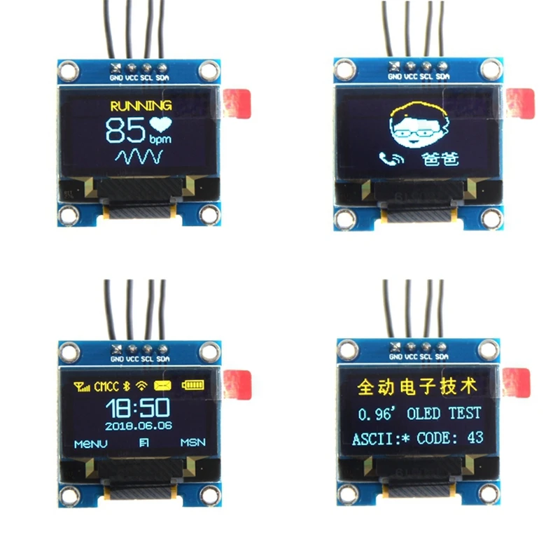 0 96 дюймов межсоединений интегральных схем I2C серийный GND 128X64 O светодиодный