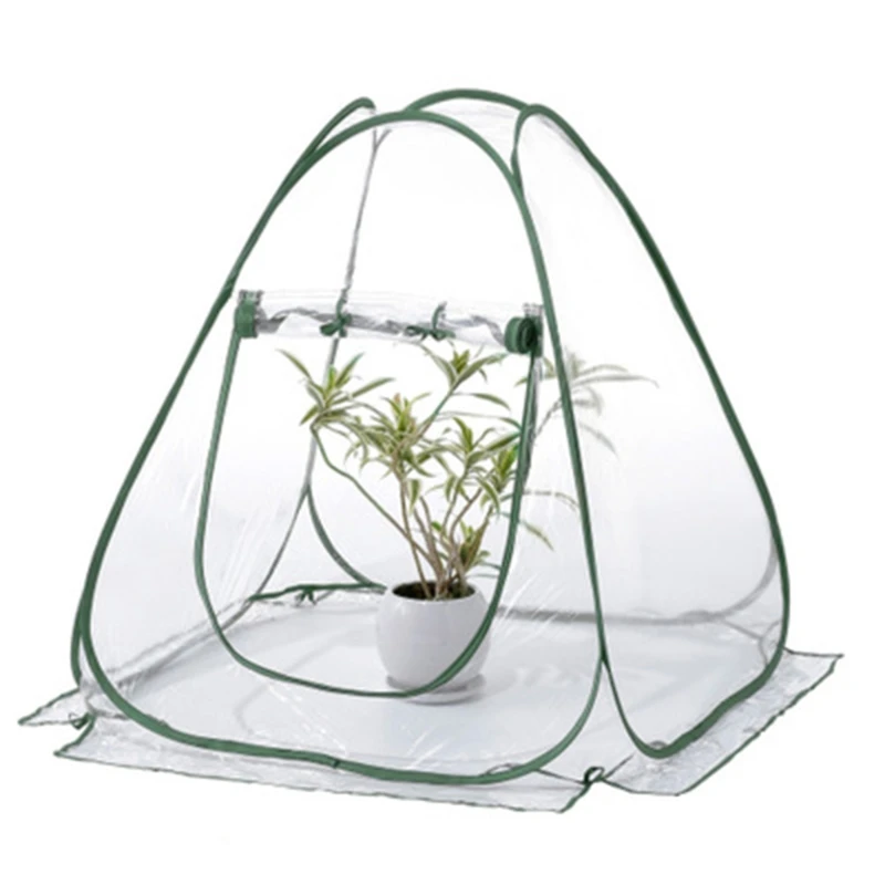 

Mini Pop-up Waterproof Greenhouse Indoor Outdoor Gardening Flowerpot Cover Backyard Flower Shelter 27x27x31 Inches