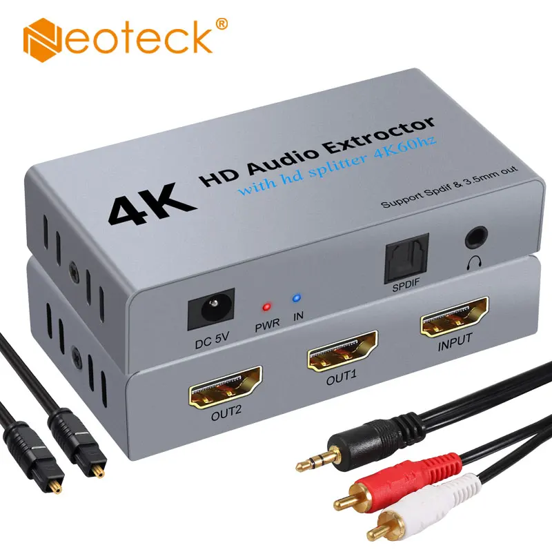 

Neoteck 4K HDMI-совместимый аудио экстрактор 2-полосный сплиттер DAC цифровой аналоговый стерео 3,5 мм 4k 60hz цифровой аналоговый 3,5 мм DAC